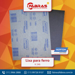 Duas folhas de lixa da Norton estão no centro da imagem, que tem fundo amarelo e laranja.