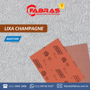 Imagem com fundo fosco na cor cinza. A Lixa Champagne da Norton aparece no canto direito.